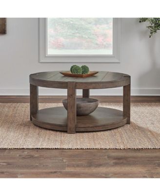 Broadmore Living Room Round Cocktail Table - Cobblestone Brown
