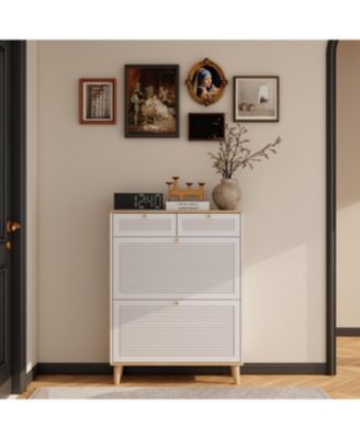 Slim Flip Door Shoe Cabinet 12-20 Pairs MDF Entryway Storage