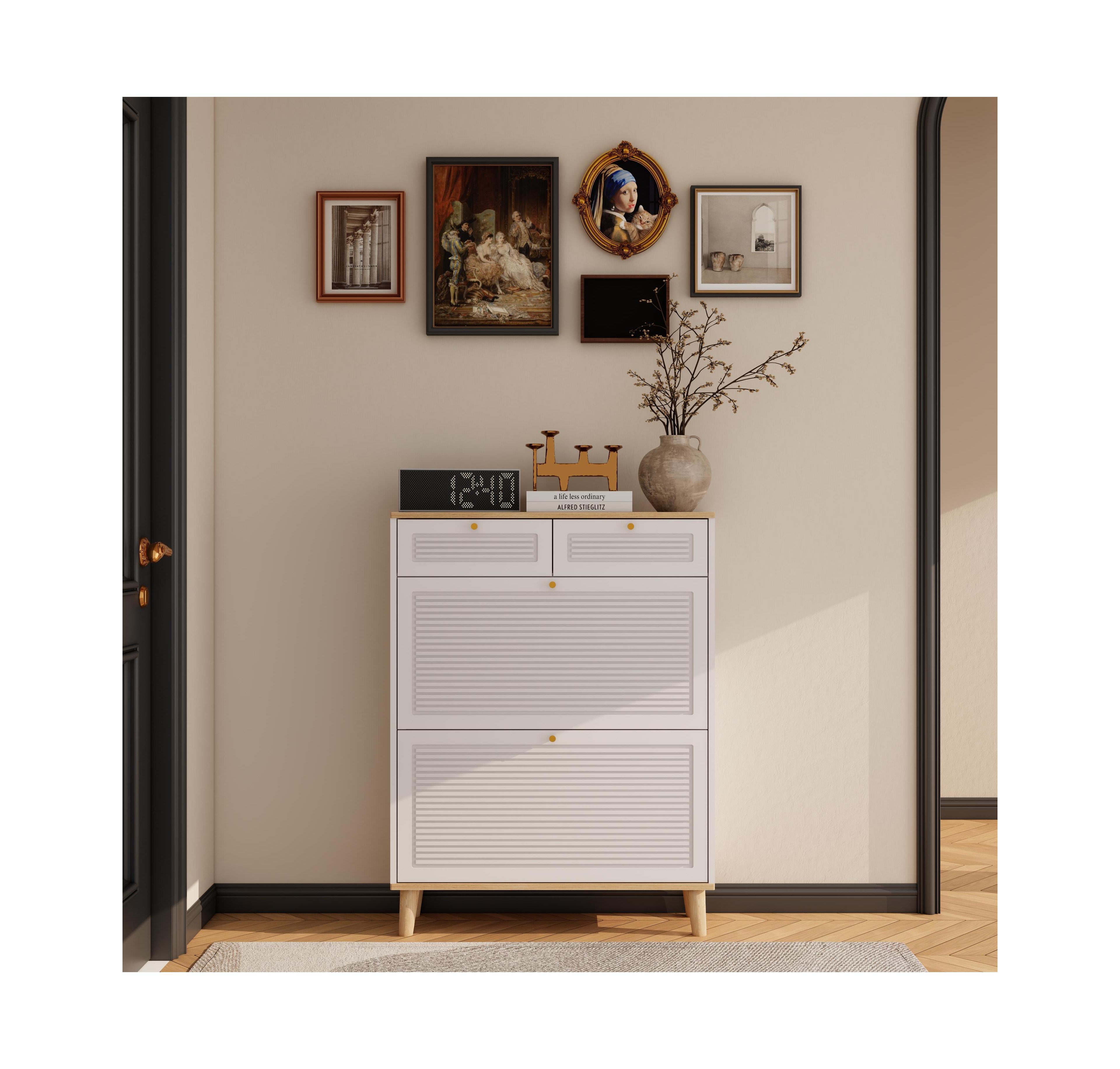 Lovmor Slim Flip Door Shoe Cabinet 12-20 Pairs Mdf Entryway Storage