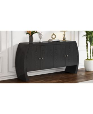 Elegant Ash Veneer Storage Cabinet with Antique Brass Handles