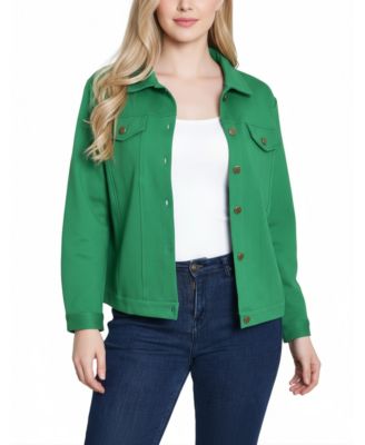 Petite Long Sleeve Ponte Cropped Jacket