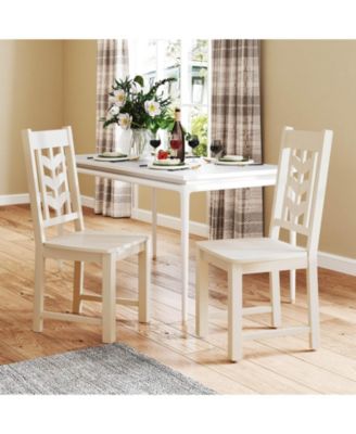 Dining Chair with Rubber Wood Frame & Leaf-shape High Back for Kitchen