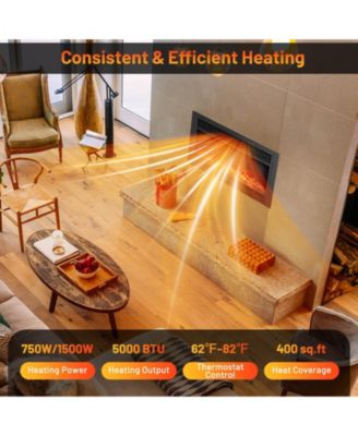 36" Electric Fireplace Insert 1500W Recessed Fireplace Heaterwith Remote Control