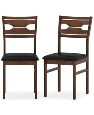 Dining Chair Set of 4 w/ Rubber Wood Frame Padded Seat Curved Backrest