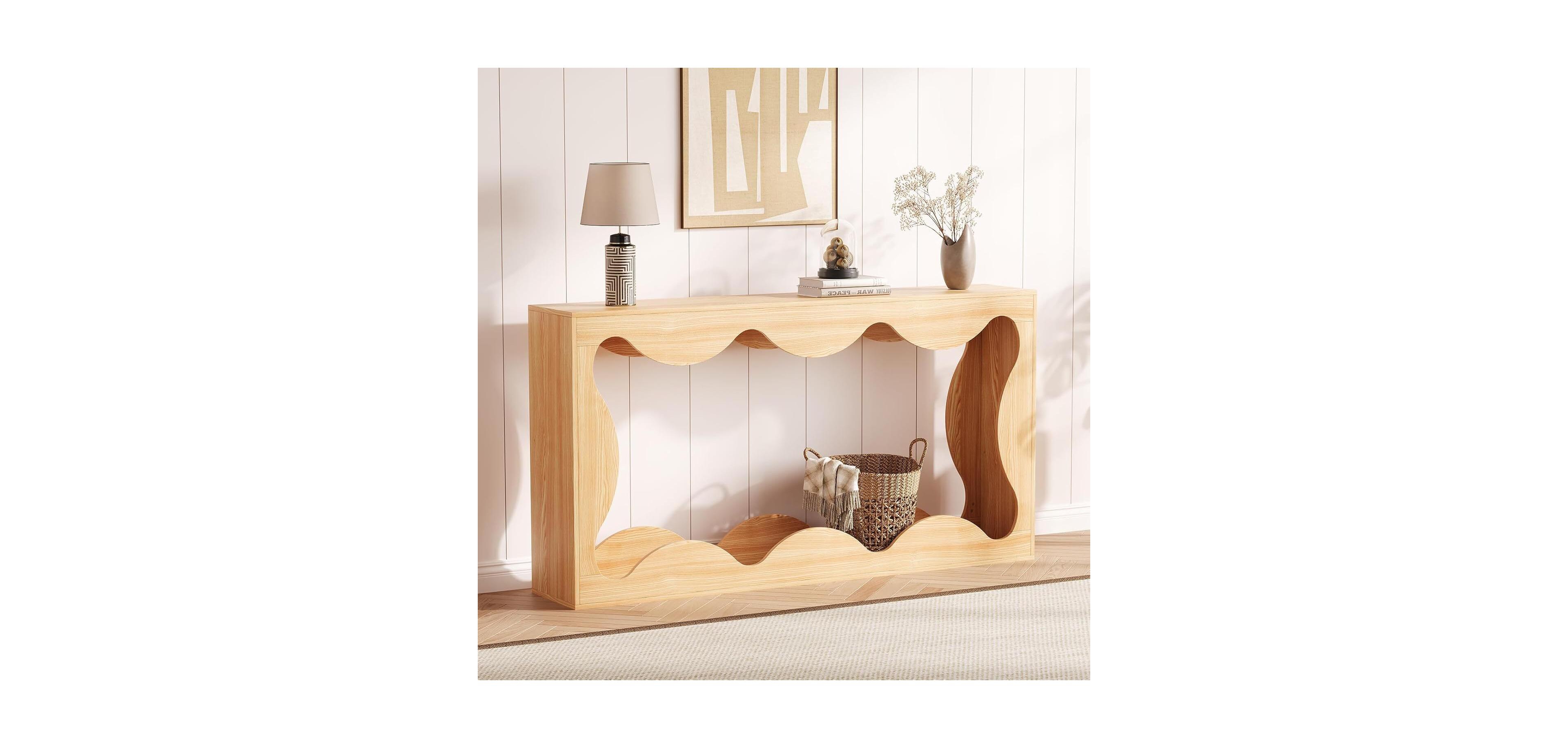gaomon 63" Farmhouse Entryway Table,Console Table with Storage,Sofa Table Behind Couch,Narrow Entry Table, Brown