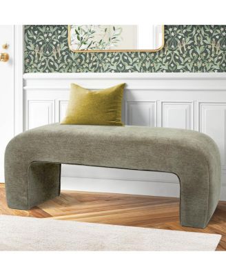 47" Upholstered Scroll Velvet Waterfall Bench/Chenille Entryway Bench-