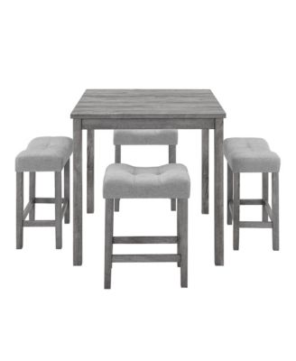 Industrial 5 Piece Dining Table Set with 4 Stools 36Inch Square Table and Space Saving Design for Kitchen Dining Room and Game Room