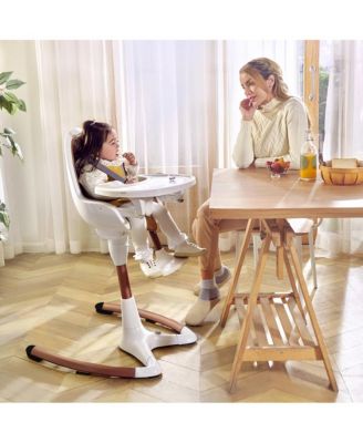 White Gold Luxury Baby Dining Chair Baby High Chair with Adjustable Seat Height and Removable Tray