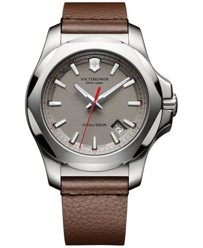 Victorinox Swiss Army Men's Swiss I.N.O.X. Brown Leather Strap Watch 43mm 241738.1