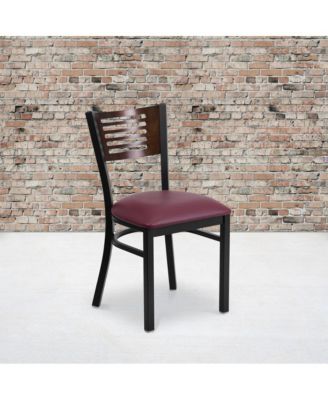 2 Pack Decorative Slat Back Metal Restaurant Chair