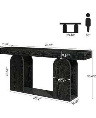 Black Console Table, 70.9-Inch Extra Long Sofa Table