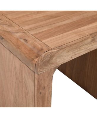 Mid-Century Modern Solid Wood Square Waterfall Curved End Table