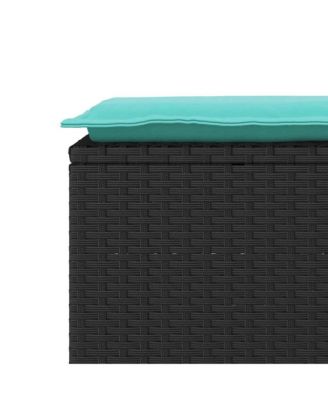 Patio Bench with Cushion Black 43.3"x15.7"x17.3" Poly Rattan