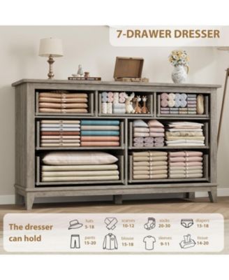7 Dresser for Bedroom, 54 in Wide Drawer Dresser with Storage Freestanding