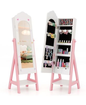 Kids Vanity Set Princess Makeup Dressing Table & Chair Set w/ Jewelry Armoire