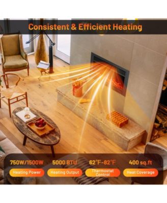 33" Electric Fireplace Insert 750W Recessed Fireplace Heater with Remote Control
