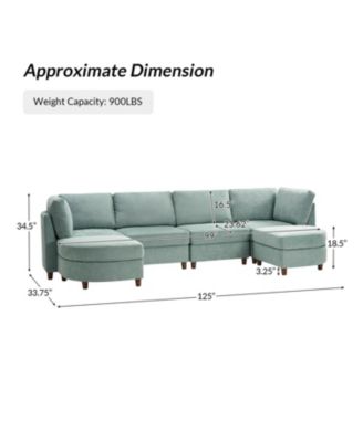 Dayman 6-Piece Modern Storage Convertible Sectional Sofa with End Table