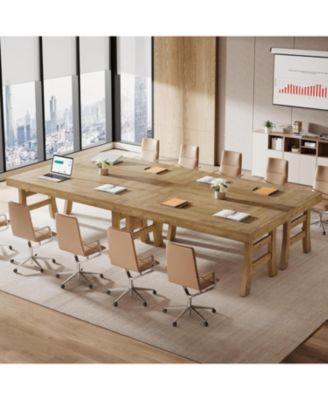 63-Inch Dining Table for 4-6 People, Farmhouse Rectangular Large Kitchen Dinner Eating Table, Light Brown