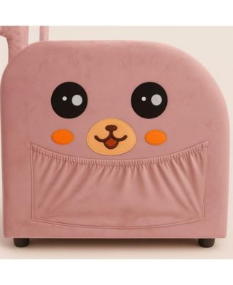 Velvet Pink Bunny-Ear Pet-Friendly Armchair with Built-in Cat & Dog Hideaway, Plush Dual-Use Sofa Chair