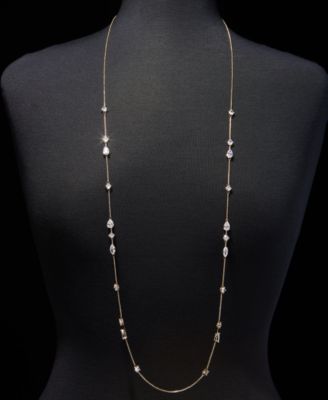 Cubic Zirconia Stationed Strand Necklace, 42" + 3" extender