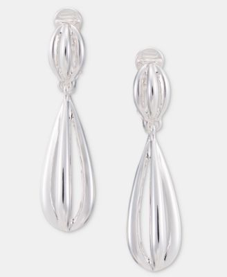 Openwork Dome Clip-On Linear Drop Earrings