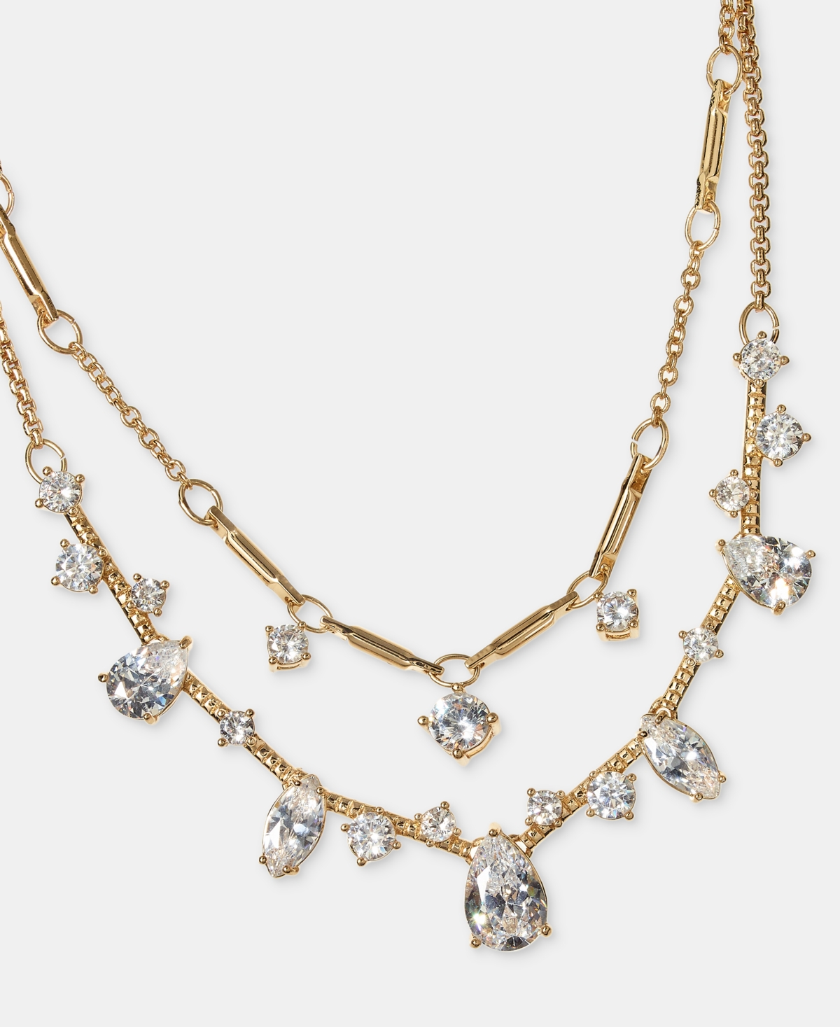 Anne Klein Cubic Zirconia Bar Layered Statement Necklace, 16" + 3" extender