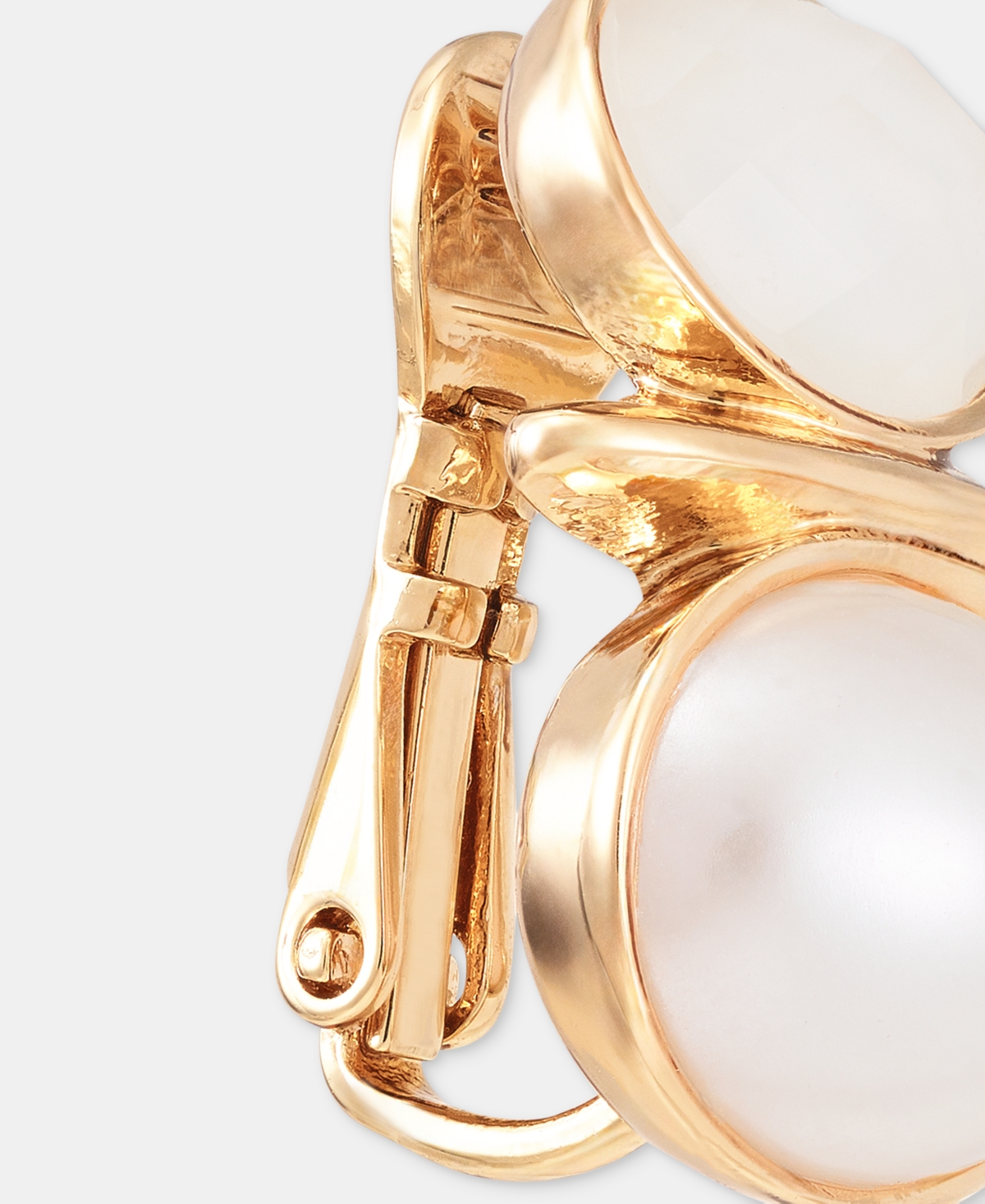 Anne Klein Stone & Mother-of-Pearl Snowman Clip-On Button Earrings