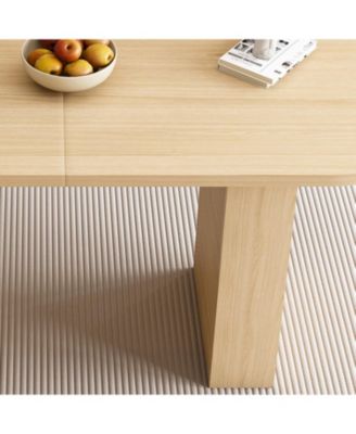 Oval Farmhouse Dining Table, 62.9 Inch, Natural Finish