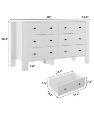 6-Drawer Wood Modern Wide Storage Dresser