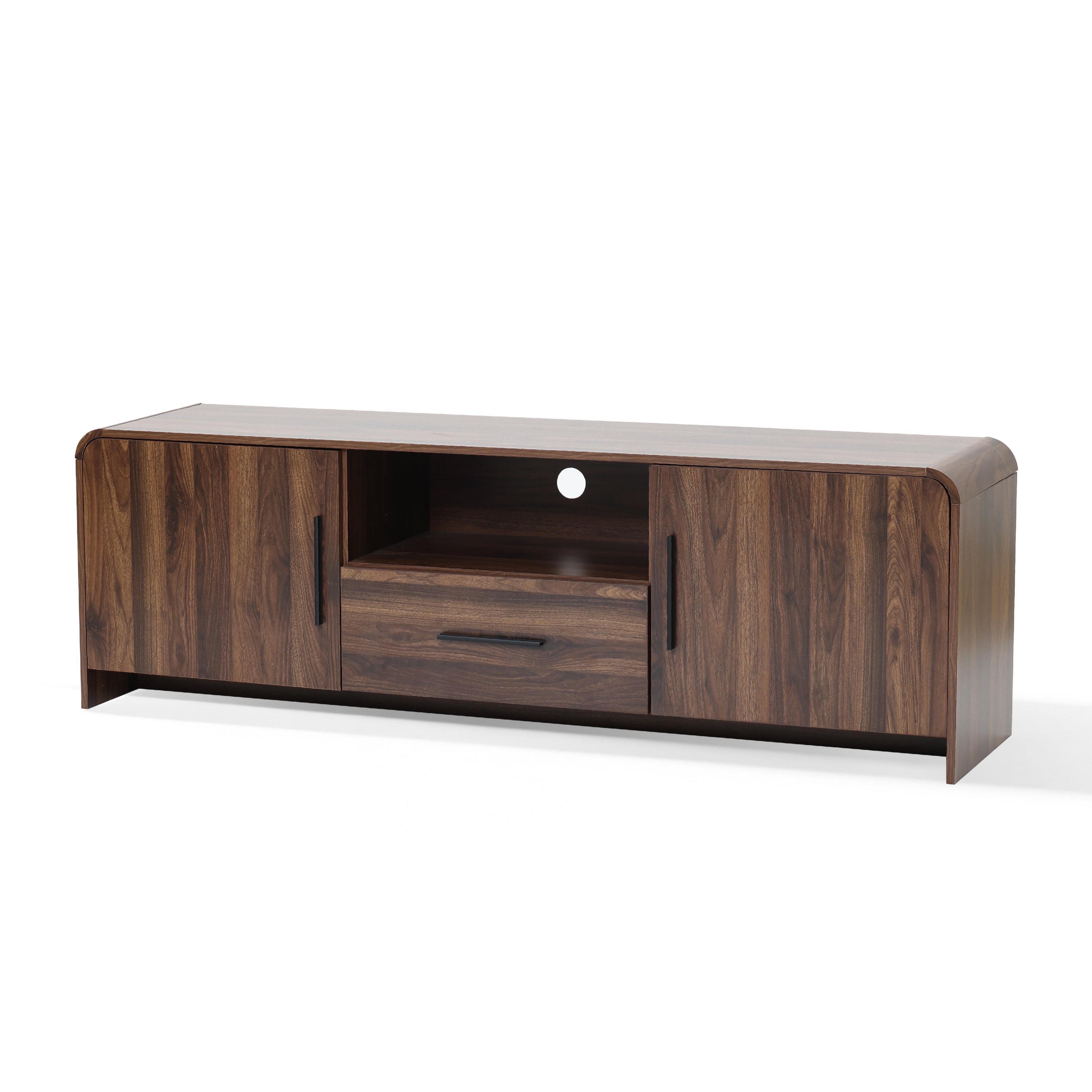 LuxenHome 69" Mid-Century Modern Tv Stand for Tvs up to 75", Walnut Tv Console, TV Stand for Living Room, Bedroom