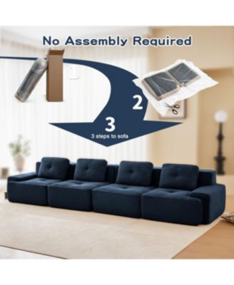 Modern Modular Corduroy Sectional Sofa, 4-Seater Couch