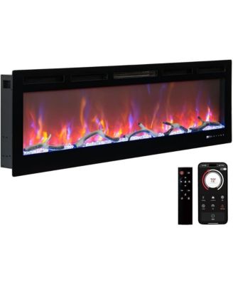 80" Recessed & Wall Mounted Electric Fireplace Heater, WiFi Remote, Multicolor Flame, 750-1500W for Living Room
