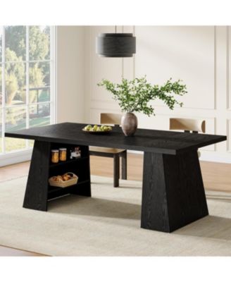 Black Rectangular Dining Table for 4-6 People – Modern Wooden Kitchen Table