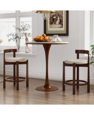 24'' Counter Height Bar Stools Set of 2 w/Backrests & Footrests for Kitchen