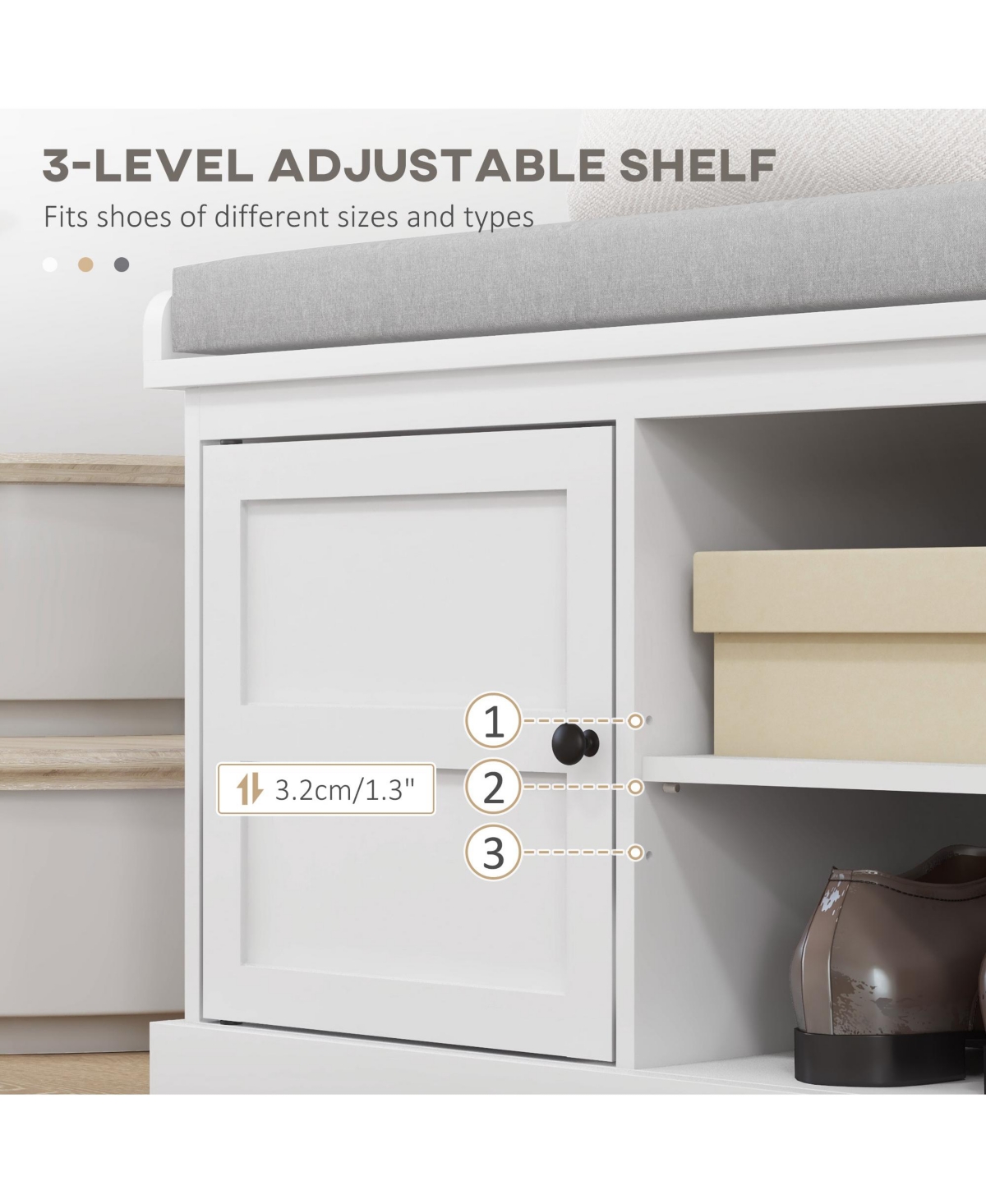 Slickblue Entryway Shoe Rack with Seat and Hidden Drawer