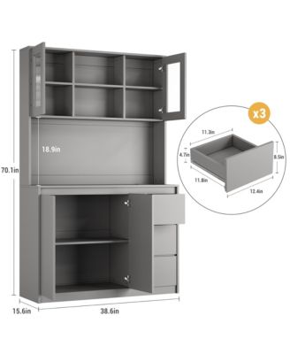 71" Pantry Cabinet with Charging Station,Tall Kitchen Pantry Storage Cabinet with Led Lights