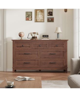 7-Drawer Bedroom Dresser, 54" Wide Chest with Freestanding Storage, Wooden Closet Organizer for Living Room, Bedroom, Entryway