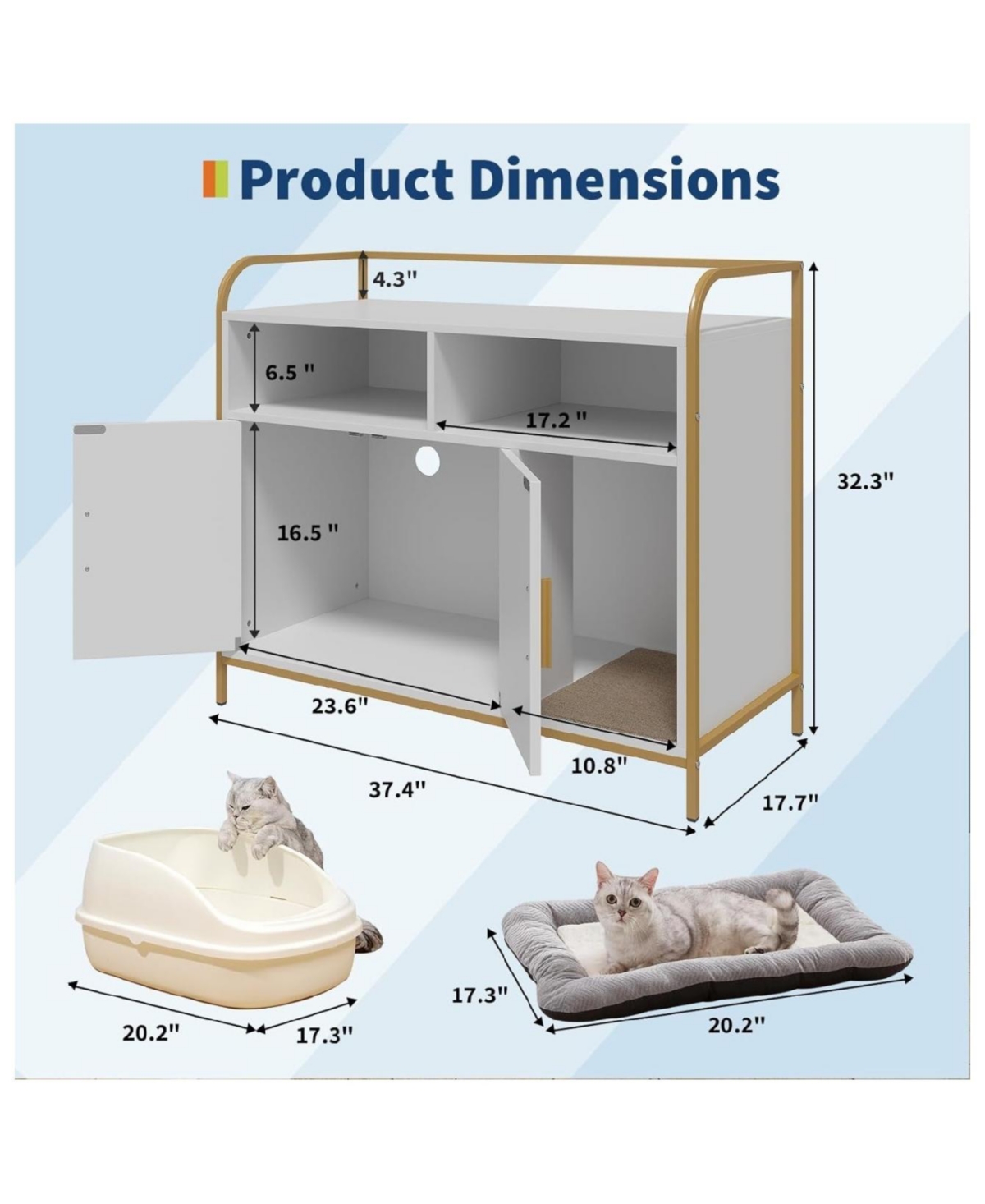 Gaomon Cat Litter Box Enclosure - Hidden Litter Box Furniture with 2 Open Compartments
