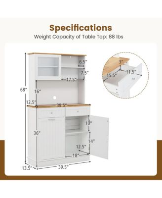 Double Tilt Out Trash Cabinet w/ Hutch Kitchen Pantry Storage Cabinet