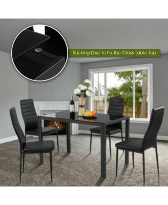 5 Piece Kitchen Dining Set Glass Metal Table 30" and 4 Chairs Breakfast Furniture