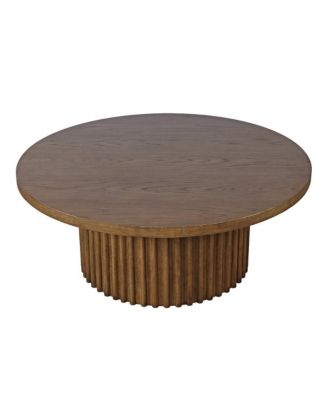 40" Round Mid-Century Modern Fluted Pedestal Base Coffee Table