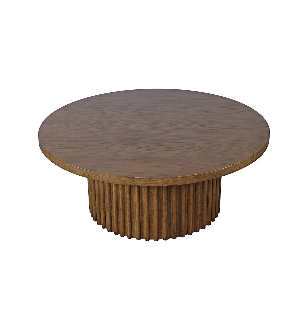 Jofran 40" Round Mid-Century Modern Fluted Pedestal Base Coffee Table