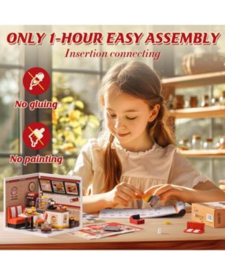 DIY Miniature Yum Yum Burgers House Building Set Toys Playset Suitable for Mini Figures Construction Toys Diorama Kit Gifts for Teens Adults