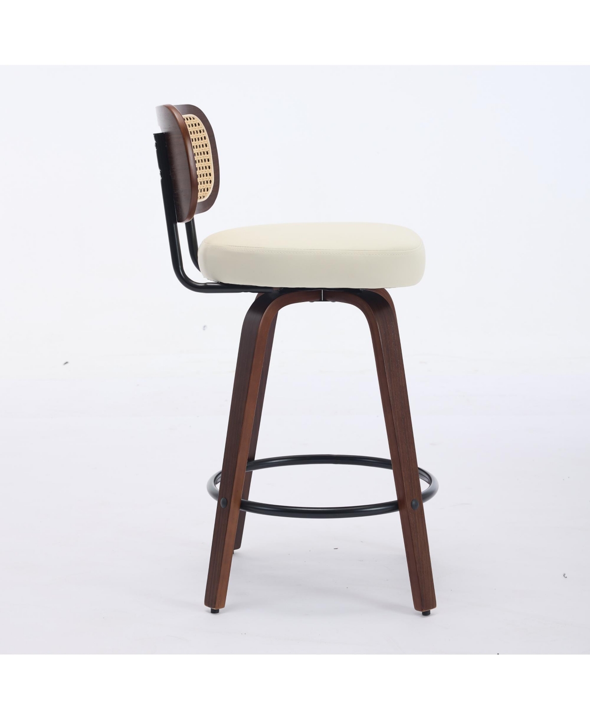 sumyeg Set of 3 Rattan Counter Stools with Upholstered Seat and Cane Back