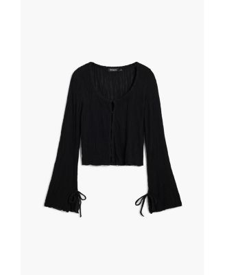 Women's T-shirt with snap buttons and tie