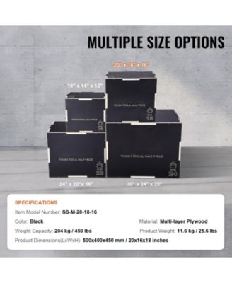 SUGFIT 3-in-1 Plyo Jump Box 20/18/16" Wooden Agility Training Box