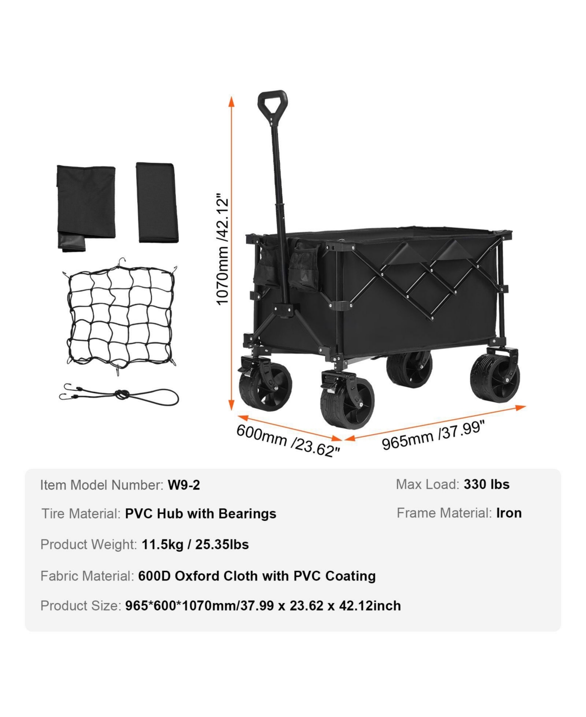 Sugfit 220L Beach Wagon with Heavy-Duty Construction & Easy Maneuverability