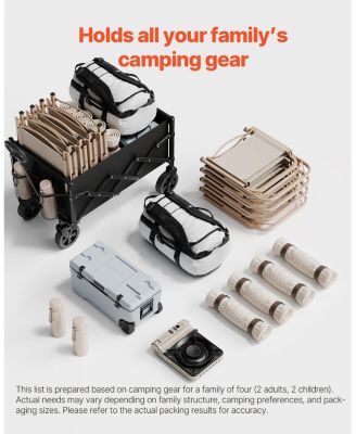 SUGFIT Heavy-Duty Collapsible Utility Wagon with 225 lb Capacity & All-Terrain Wheels