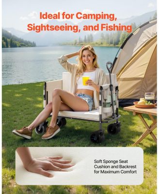 SUGFIT 2-in-1 Convertible Folding Wagon Bench with 550 lb Capacity & Adjustable Handle