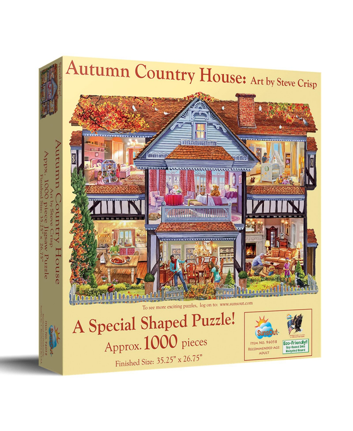 SunsOut Autumn Country House 1000 piece Jigsaw Puzzle for Adults Special Shape Thanksgiving